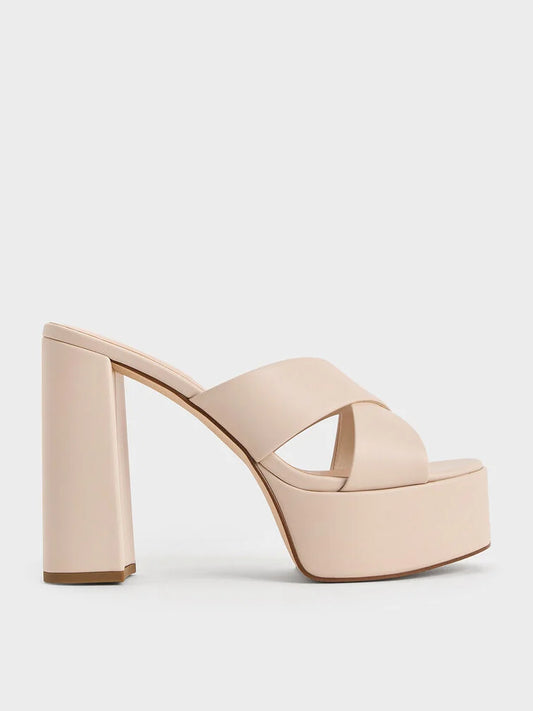 Charles & Keith Crossover Strap Platform Mules