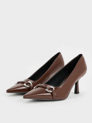 Charles & Keith Metallic Accent Kitten-Heel Pointed