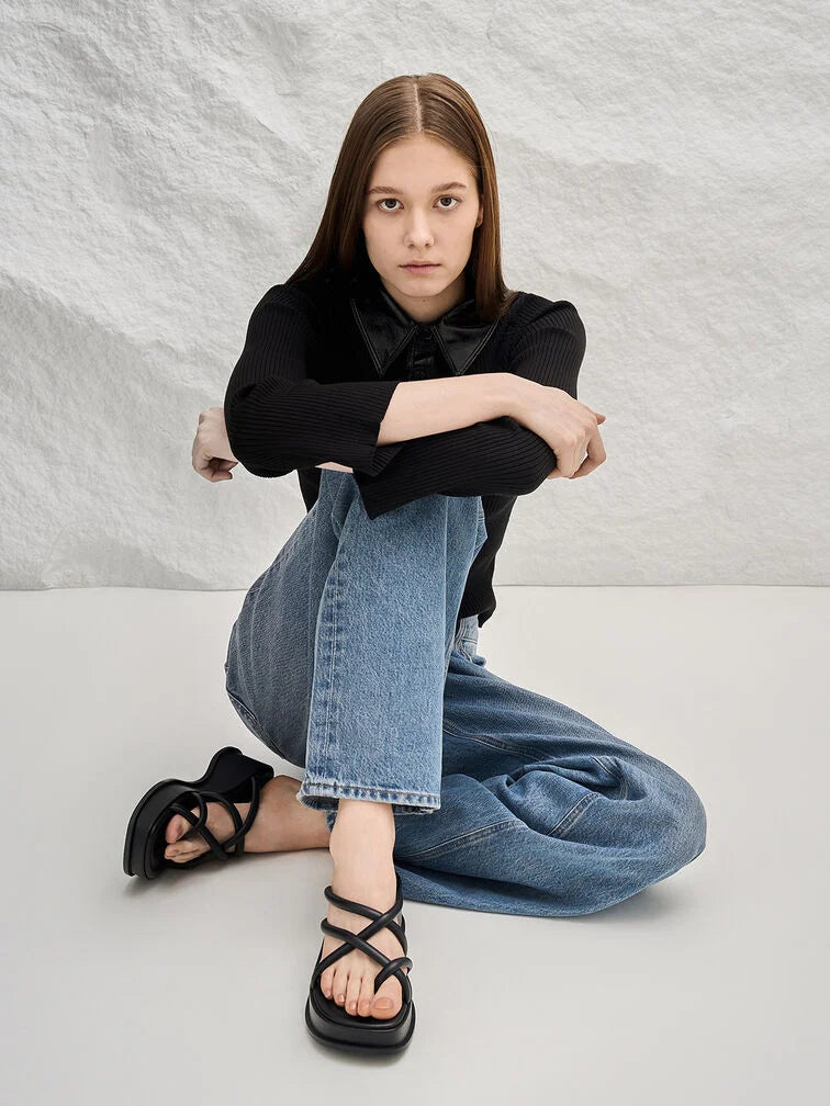 Charles & Keith Strappy Tubular Wedge Sandals