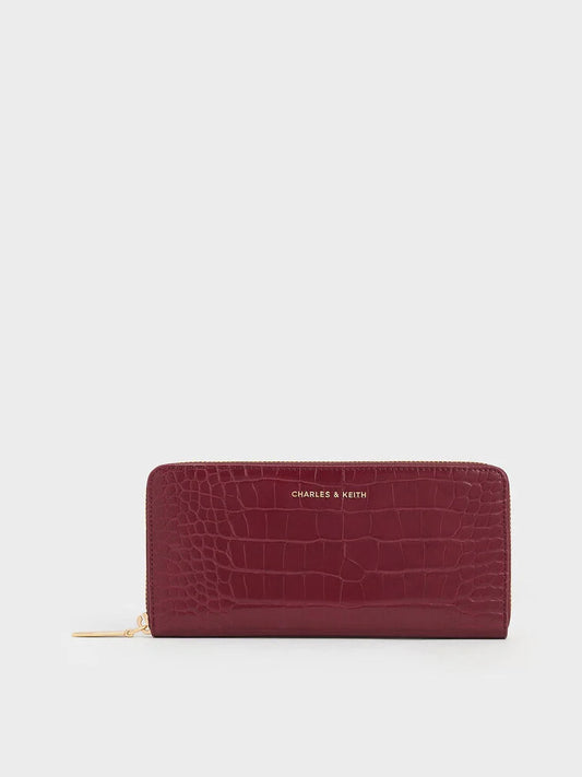 Charles & Keith Croc-Effect Zip-Around Long Wallet