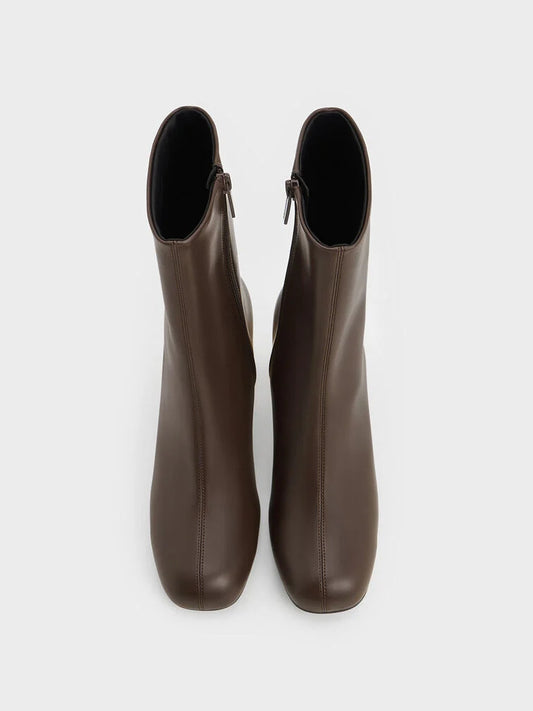 Charles & Keith Metallic Block-Heel Ankle Boots
