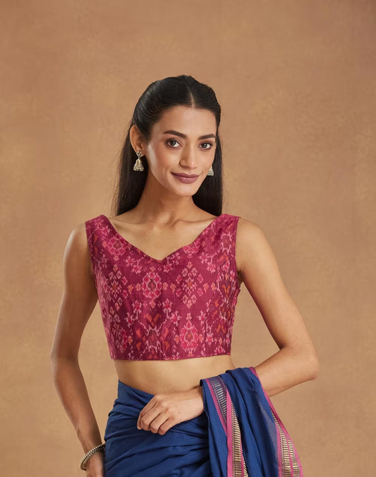 Pink Cotton Silk Stitched Blouse