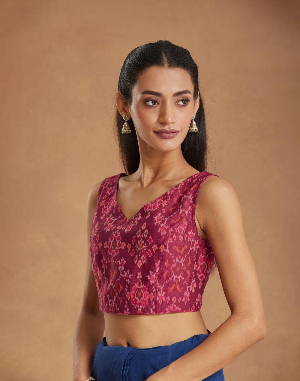 Pink Cotton Silk Stitched Blouse