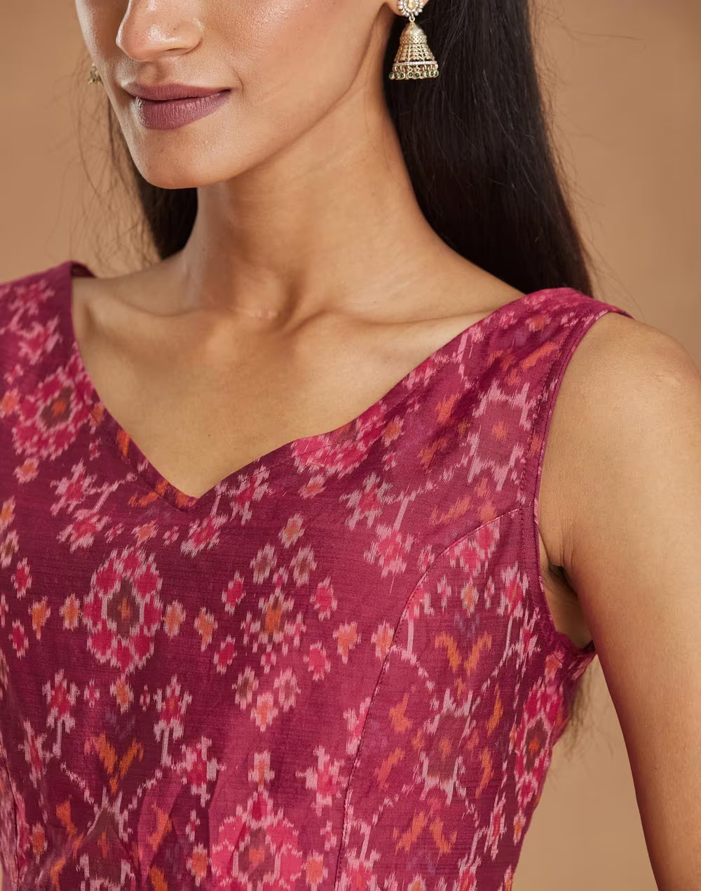 Pink Cotton Silk Stitched Blouse