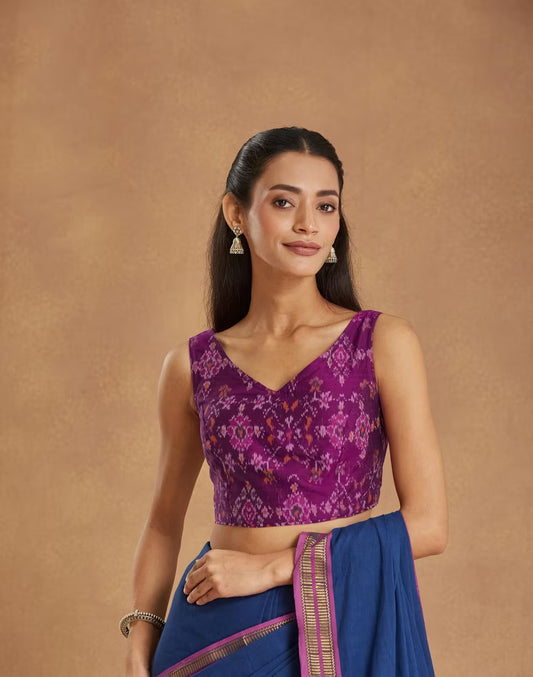 Purple Cotton Silk Stitched Blouse