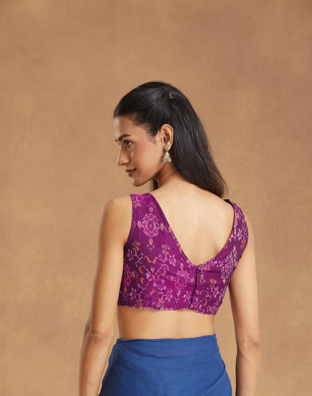 Purple Cotton Silk Stitched Blouse
