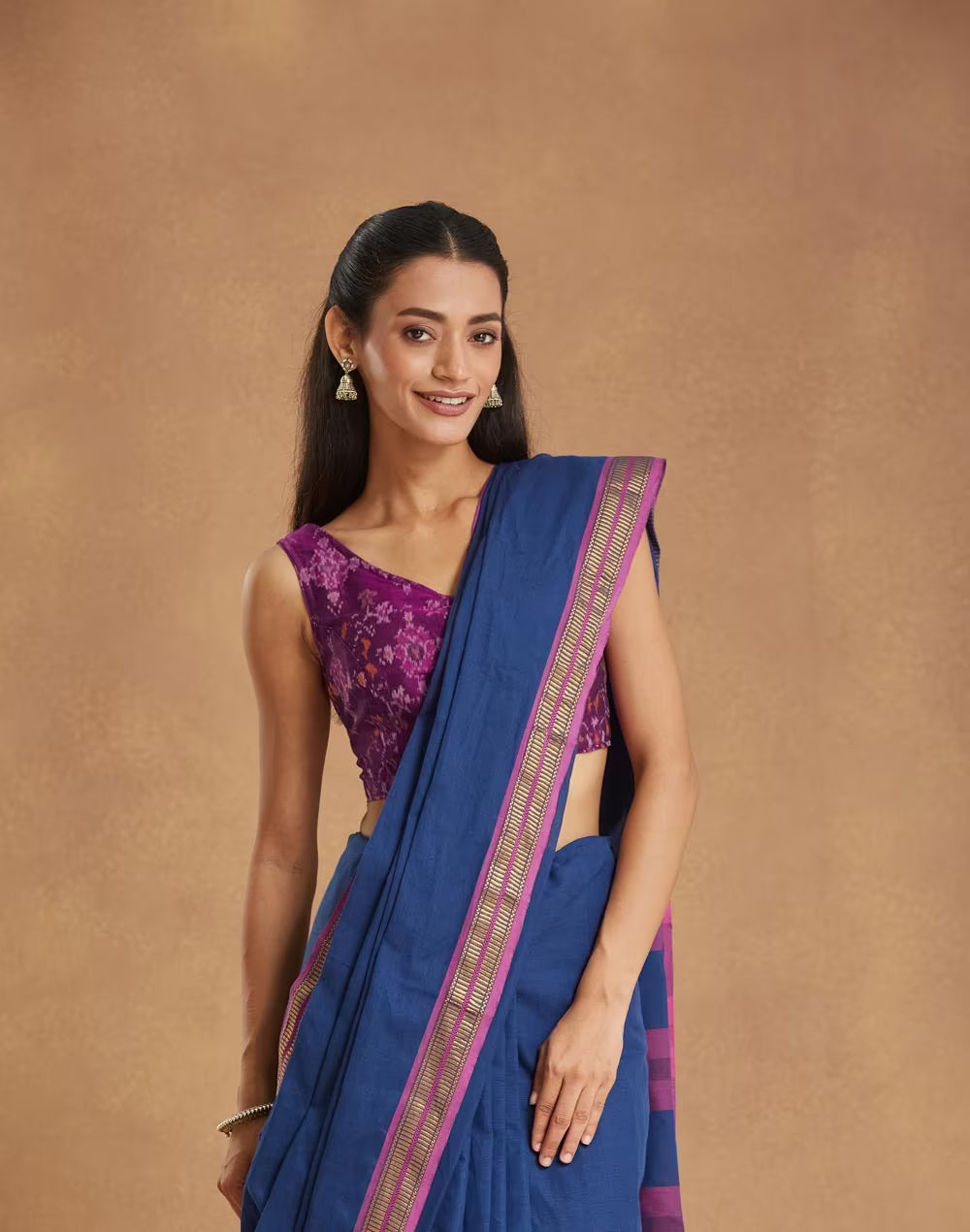 Purple Cotton Silk Stitched Blouse