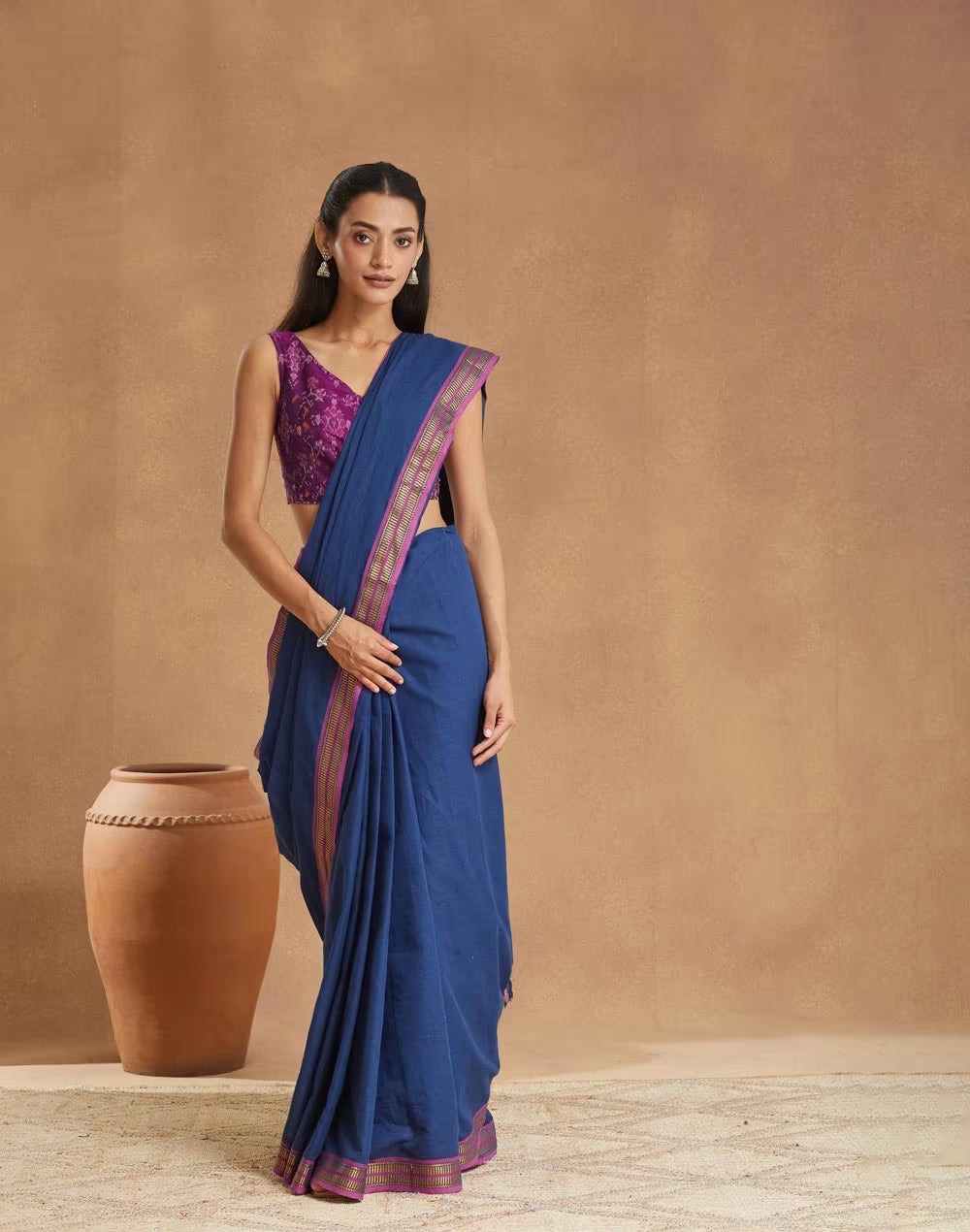 Purple Cotton Silk Stitched Blouse