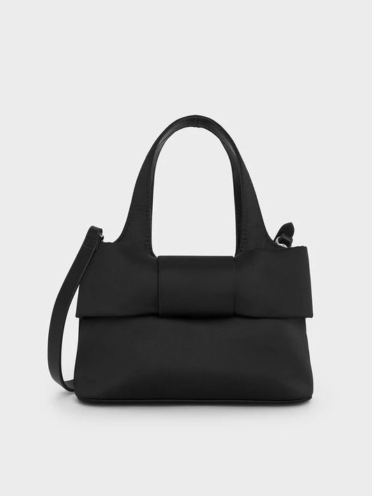 Charles & Keith Satin Bow Bucket Bag