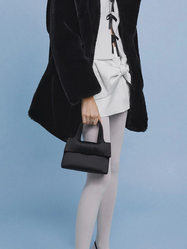 Charles & Keith Satin Bow Bucket Bag