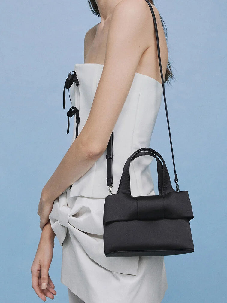 Charles & Keith Satin Bow Bucket Bag
