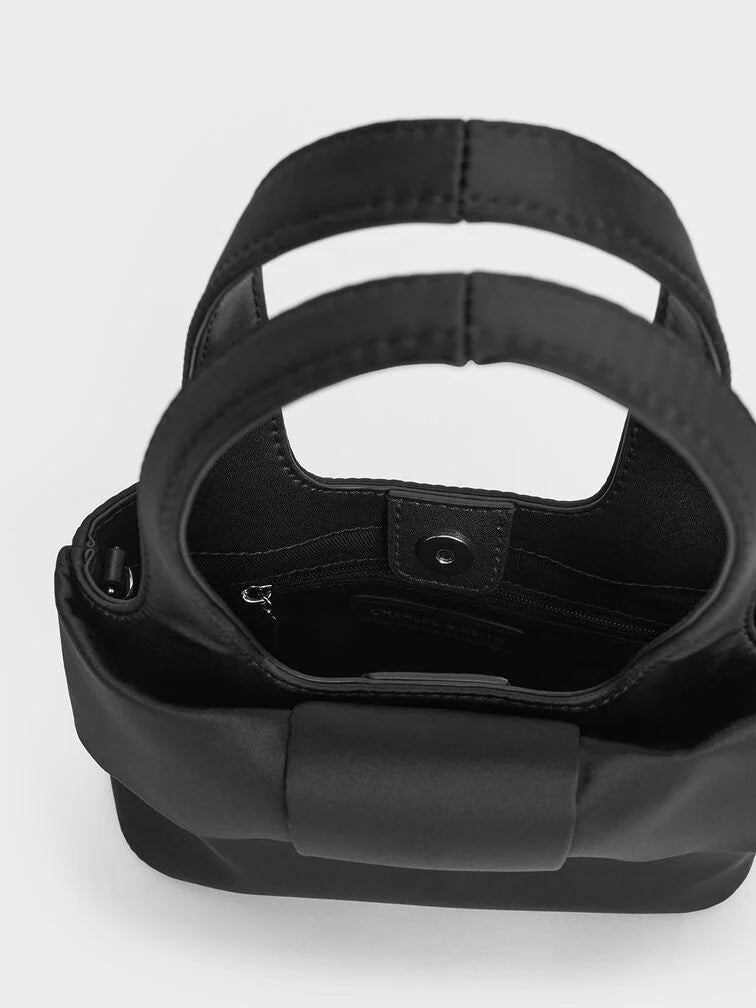 Charles & Keith Satin Bow Bucket Bag