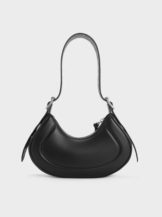 Charles & Keith Petra Grommet-Strap Curved Shoulder Bag