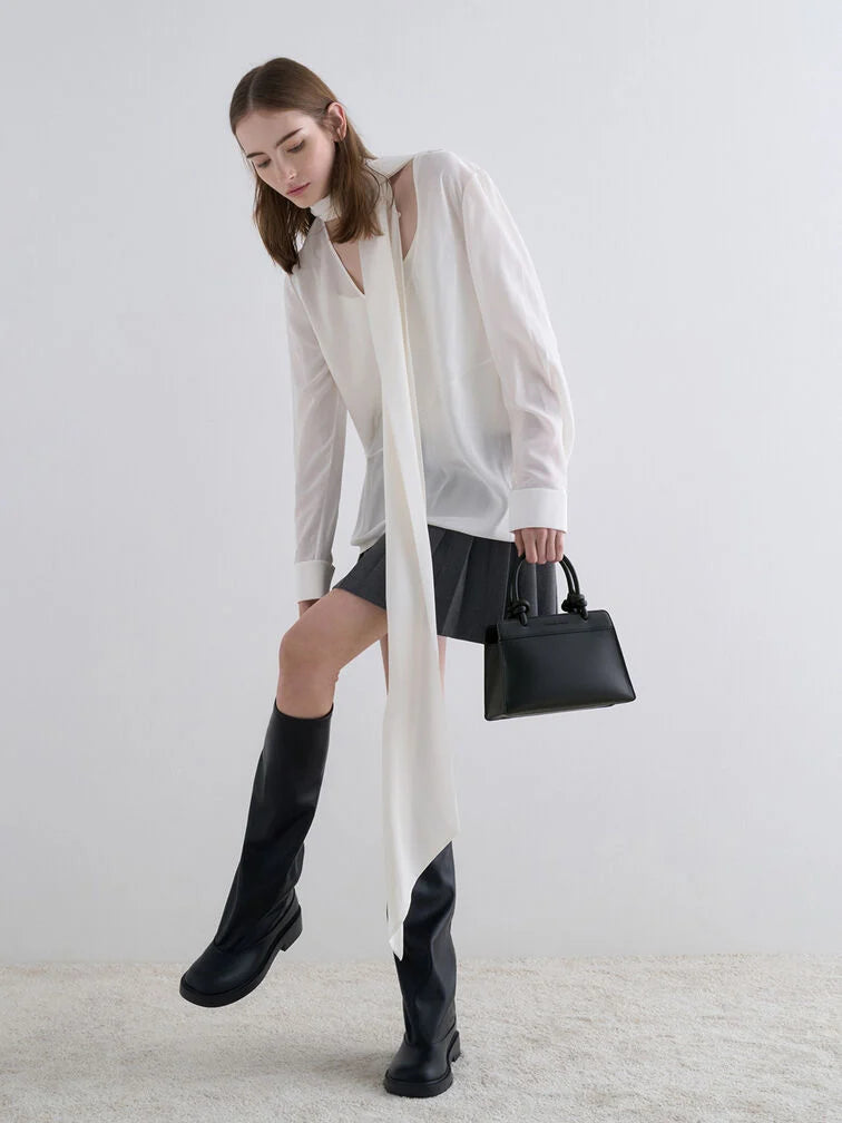 Charles & Keith Sabine Knotted-Handle Trapeze Tote Bag
