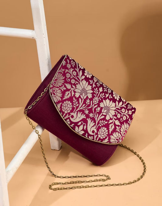Red Round Flap Foldover Clutch