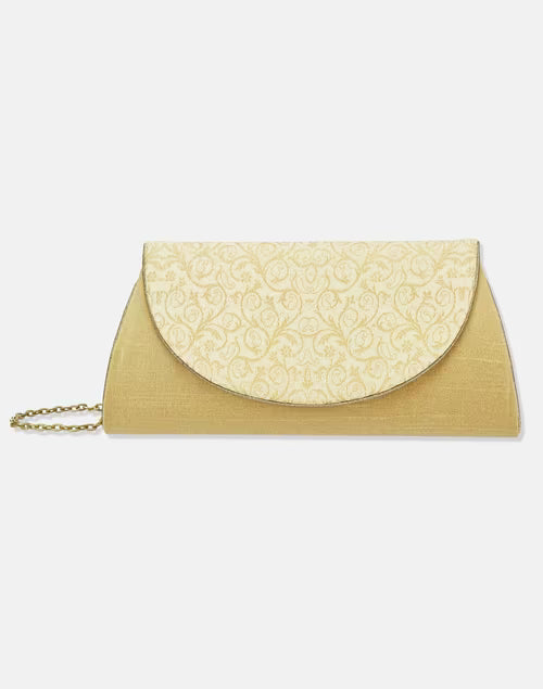 Gold Round Flap Curve Clutch
