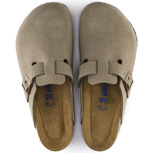 BIRKENSTOCK Boston Soft Footbed Suede Leather - Gray/Taupe