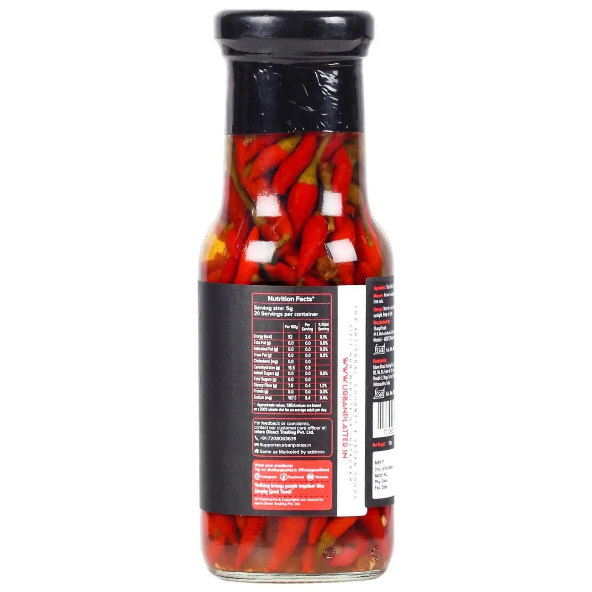 Urban Platter Extra Spicy Thai Bird's Eye Chilli in Vinegar 200 g