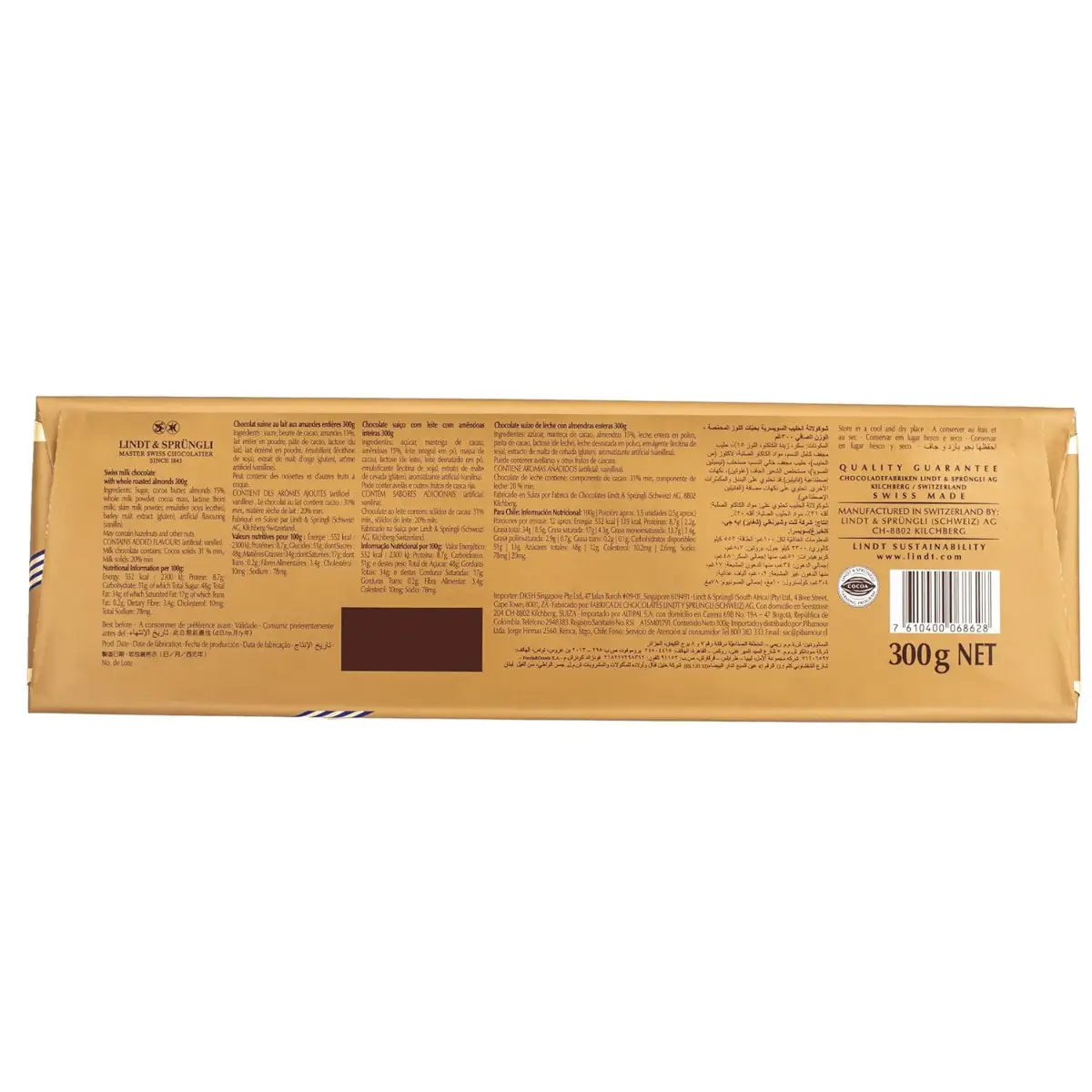 Lindt Gold Tab Almond Milk Chocolate 300 g