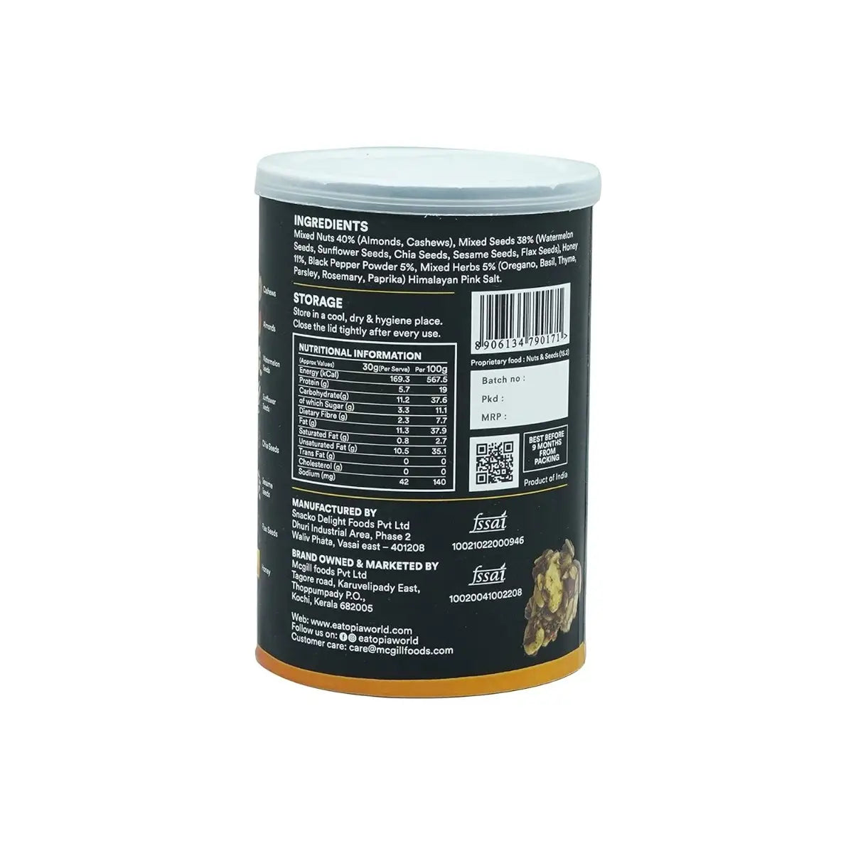 Eatopia Nut Pops Pepper & Herbs Flavour Nuts & Seeds Healty Snack 100 g