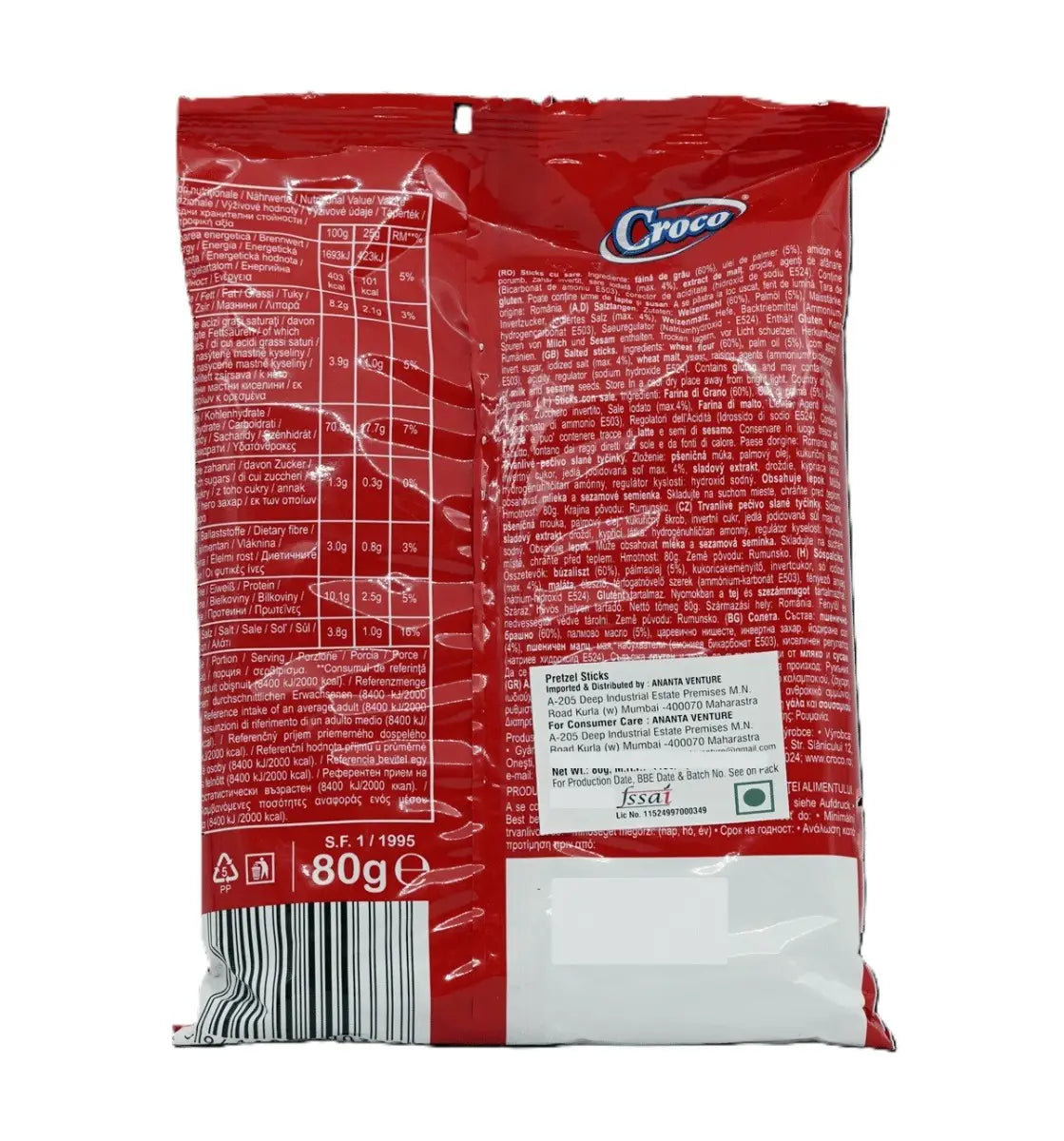 Croco Salted Sticks Snacks 80 g