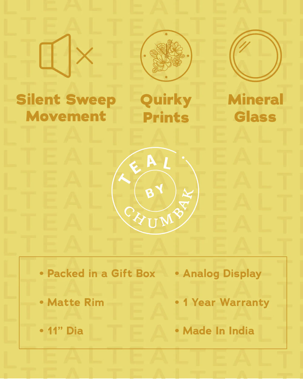 Teal by Chumbak | Begum Baagh Wall Clock | 11 inch