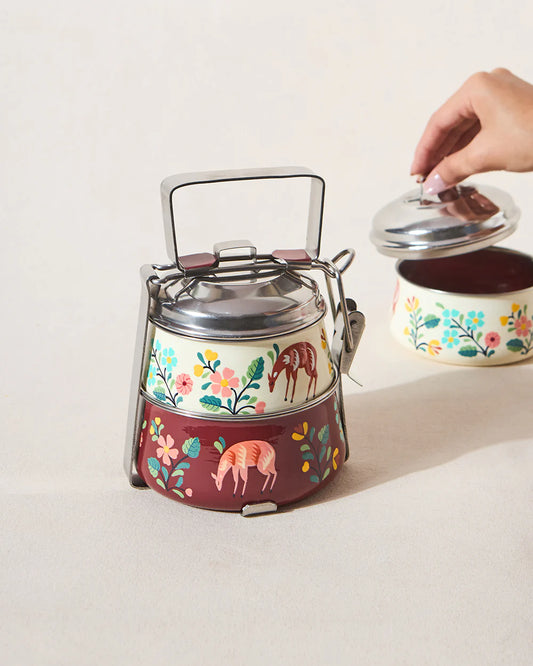Hangul Hand-painted 2-tier Tiffin, 1000 ml | Kashmir Trails