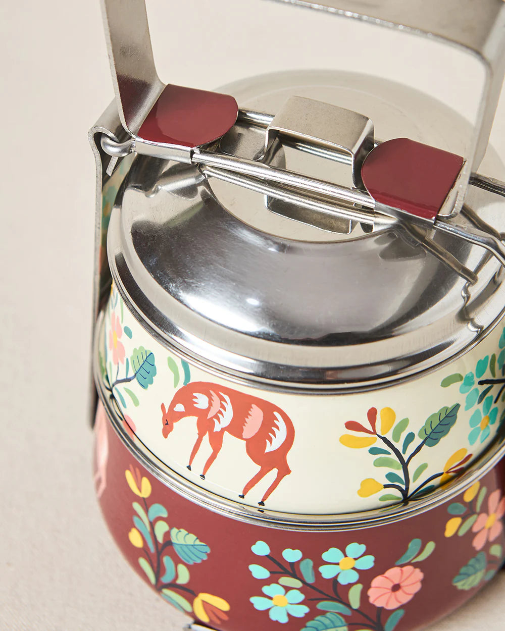 Hangul Hand-painted 2-tier Tiffin, 1000 ml | Kashmir Trails