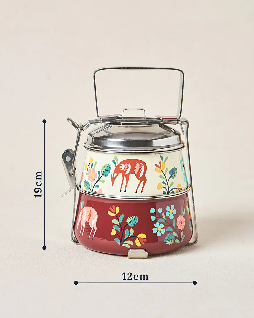 Hangul Hand-painted 2-tier Tiffin, 1000 ml | Kashmir Trails