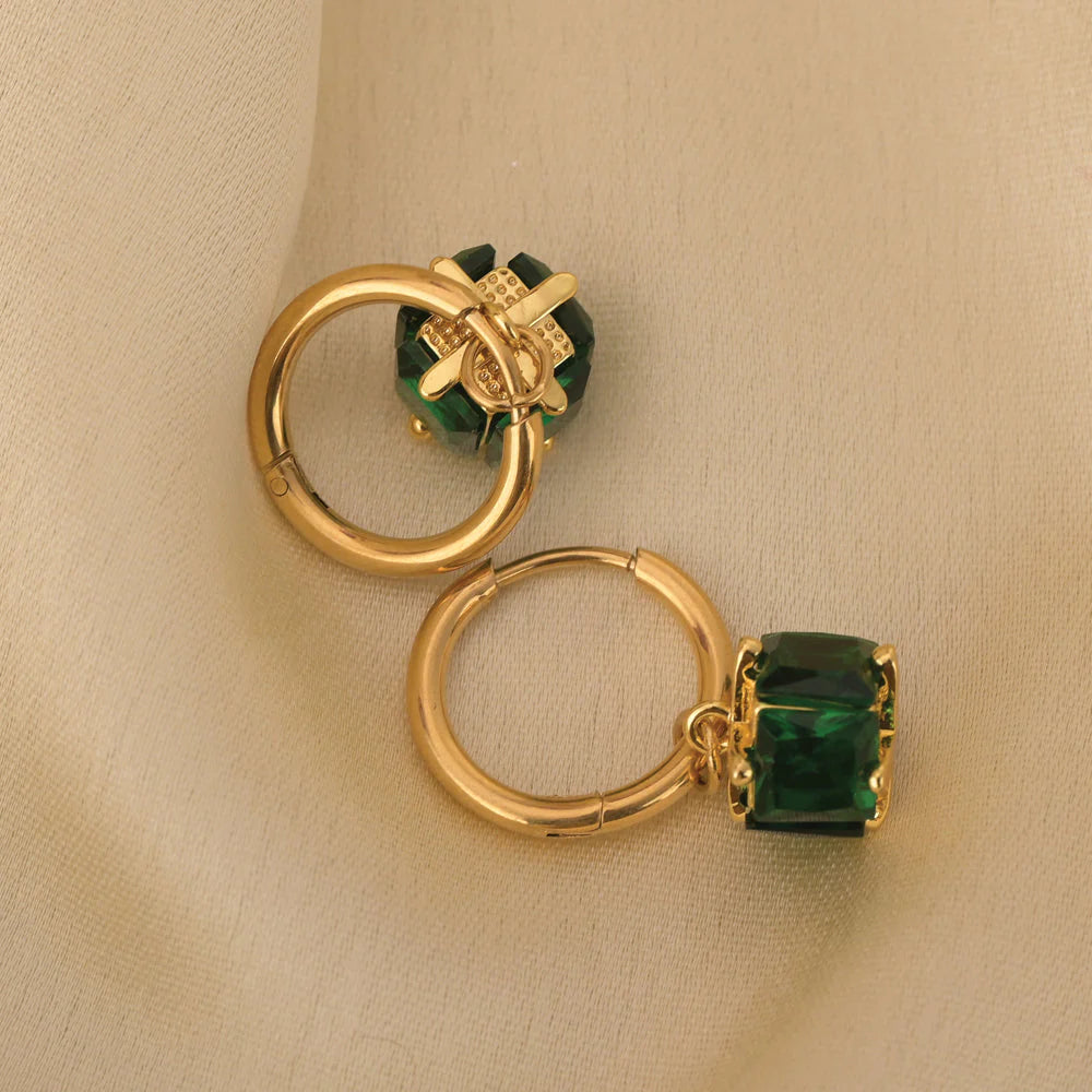 Emerald Hoop Earrings
