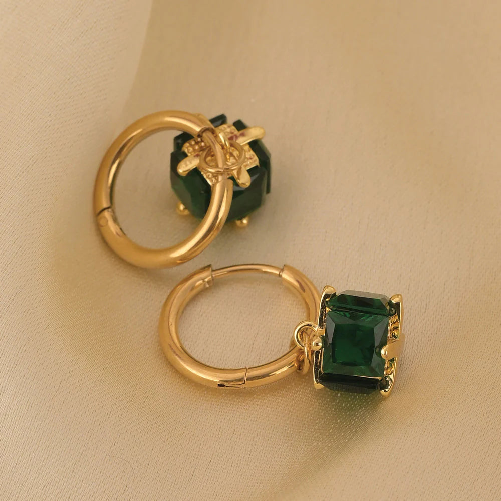 Emerald Hoop Earrings