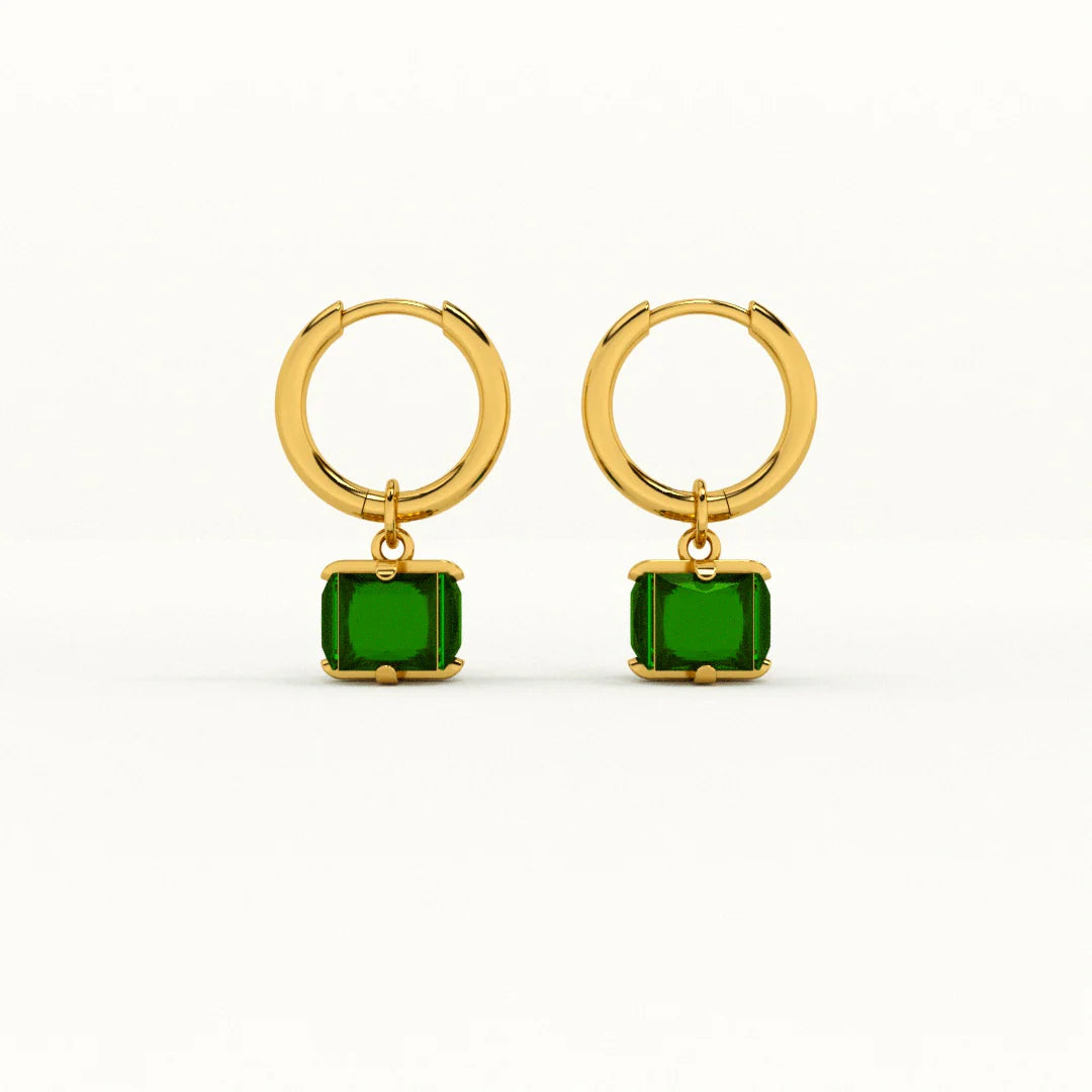 Emerald Hoop Earrings
