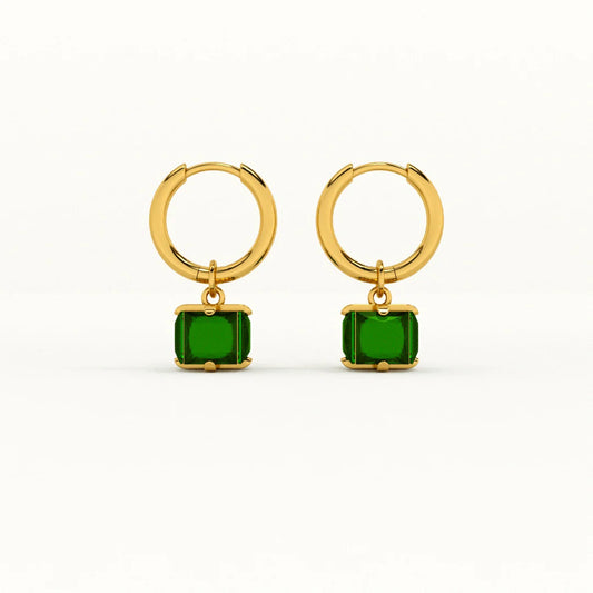 Emerald Hoop Earrings