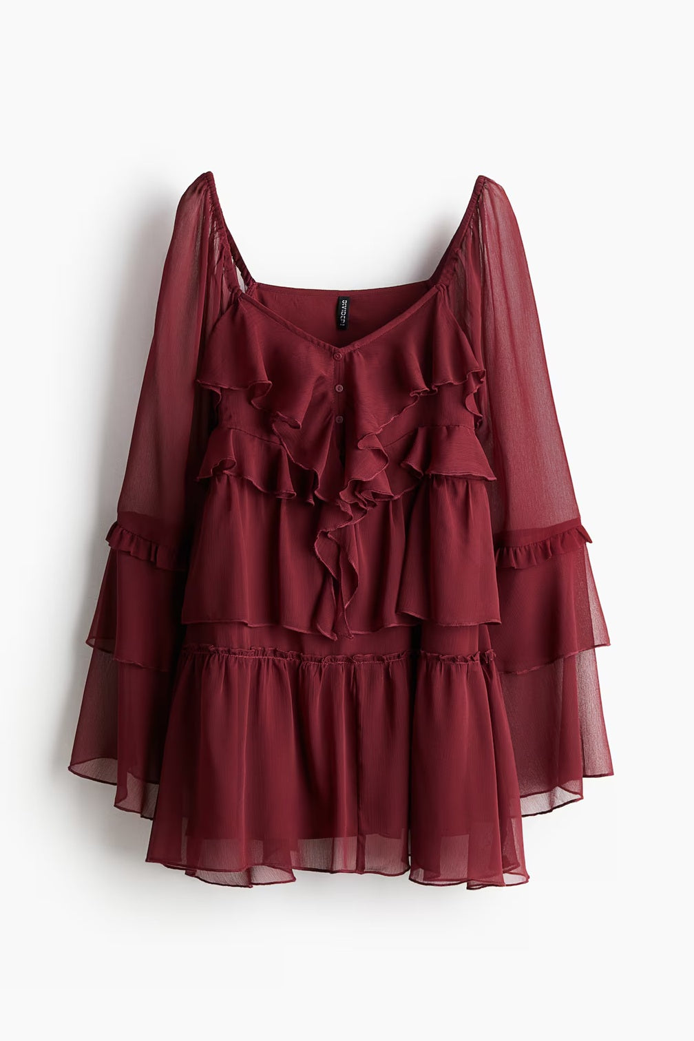 H&M Flounced Chiffon Dress