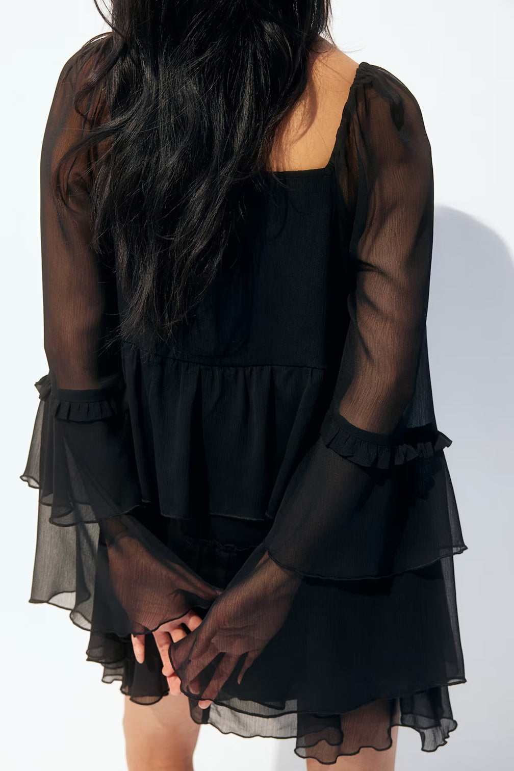 H&M Flounced Chiffon Dress
