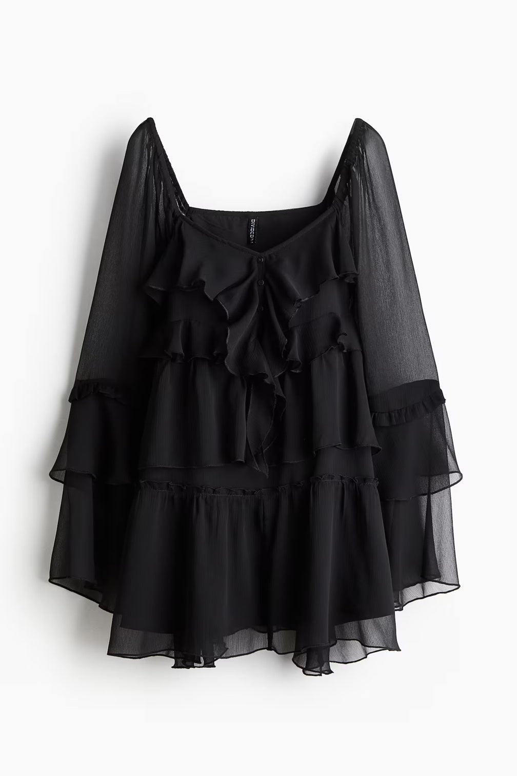 H&M Flounced Chiffon Dress