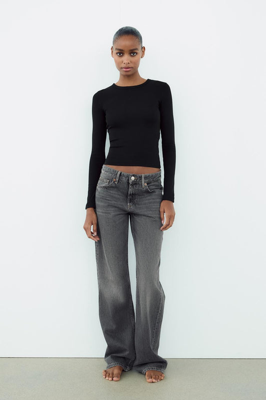 ZARA TRF Wide-Leg Mid-Waist Jeans