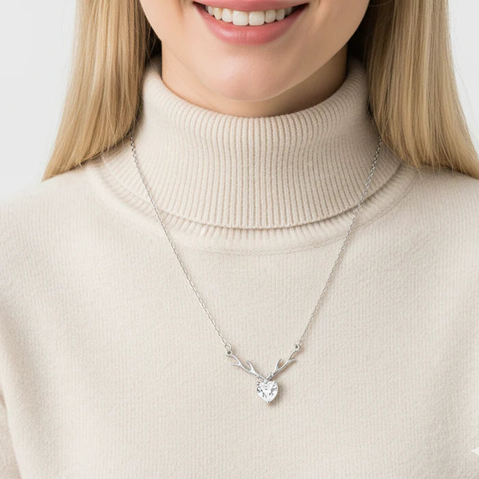 Anushka Sharma Silver Deer Heart Necklace