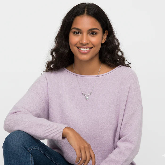 Anushka Sharma Silver Deer Heart Necklace