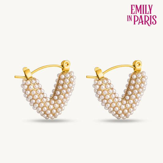 Heart Shapped Pearl Hoop Earrings