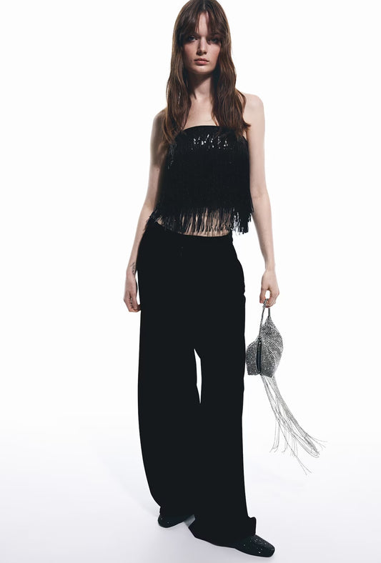 H&M Sequin-Fringed Bandeau Top