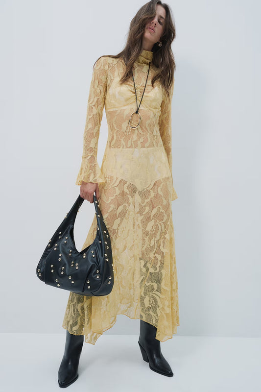 H&M Turtleneck Lace Maxi Dress