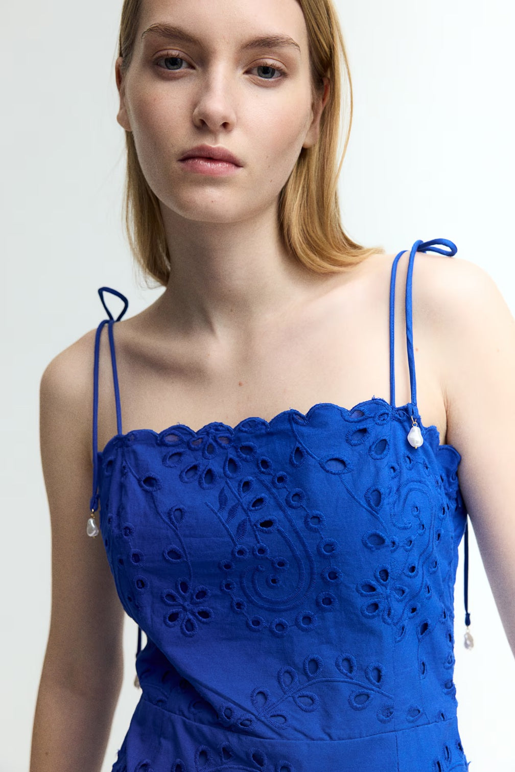 H&M Tie-Strap Broderie Anglaise Dress