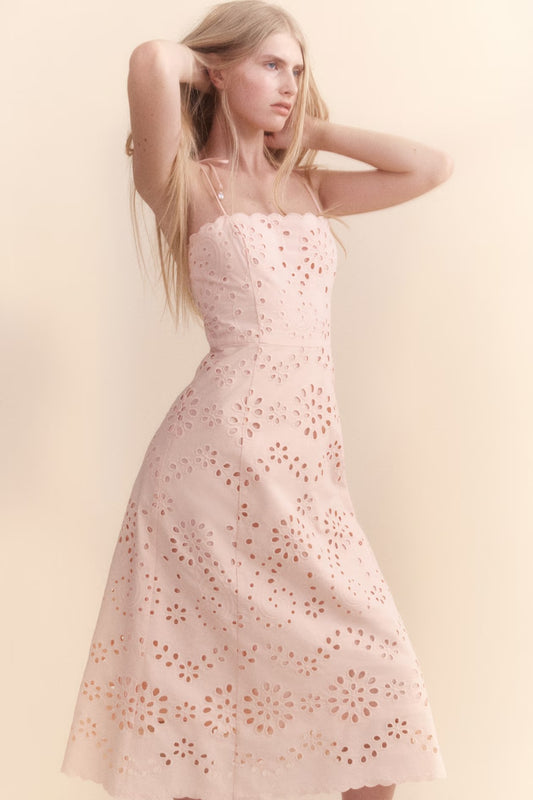 H&M Tie-Strap Broderie Anglaise Dress