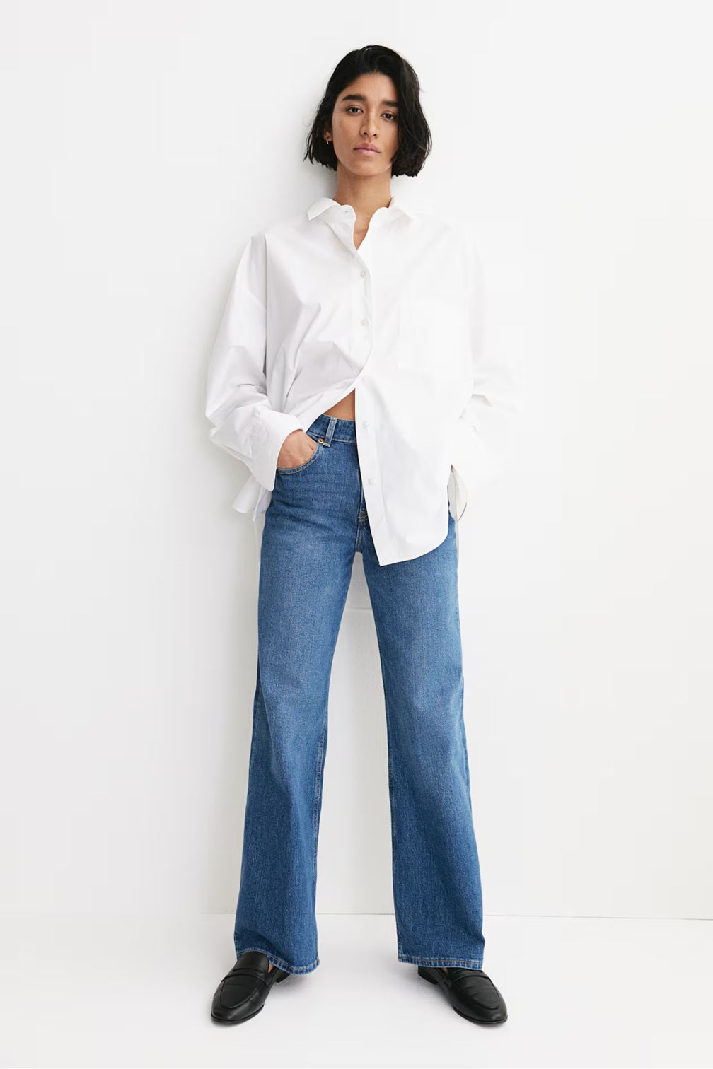 H&M Wide High Jeans - Dark
