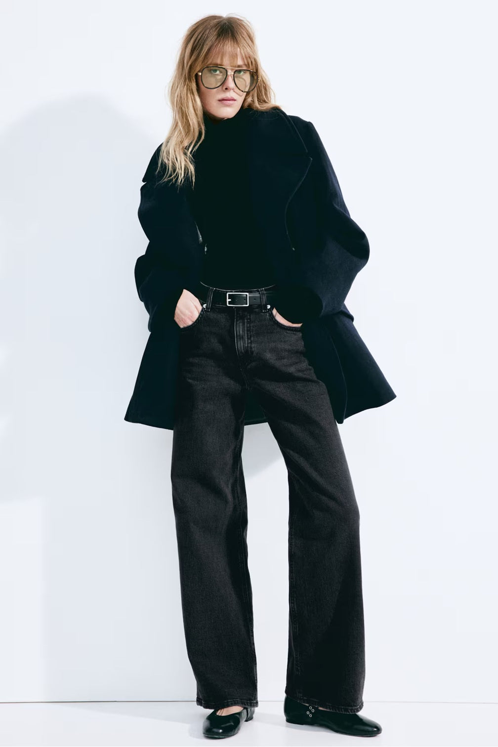 H&M Wide High Jeans - Dark
