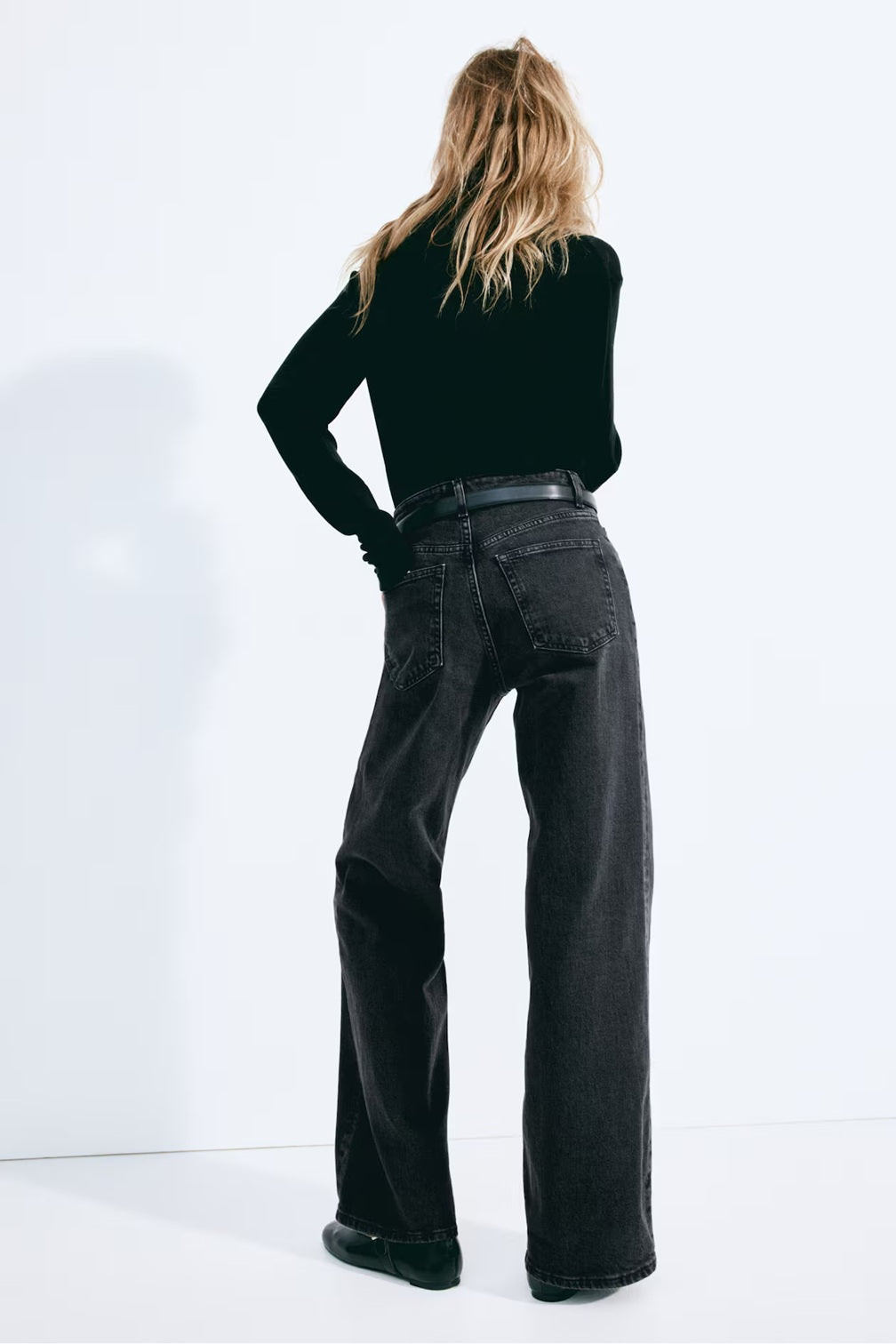H&M Wide High Jeans - Dark