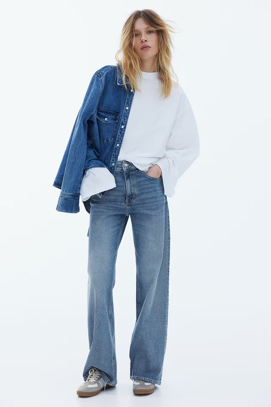 H&M Wide High Jeans - Dark