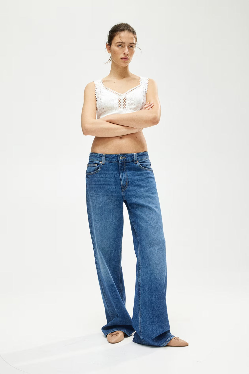H&M Wide High Jeans - Dark
