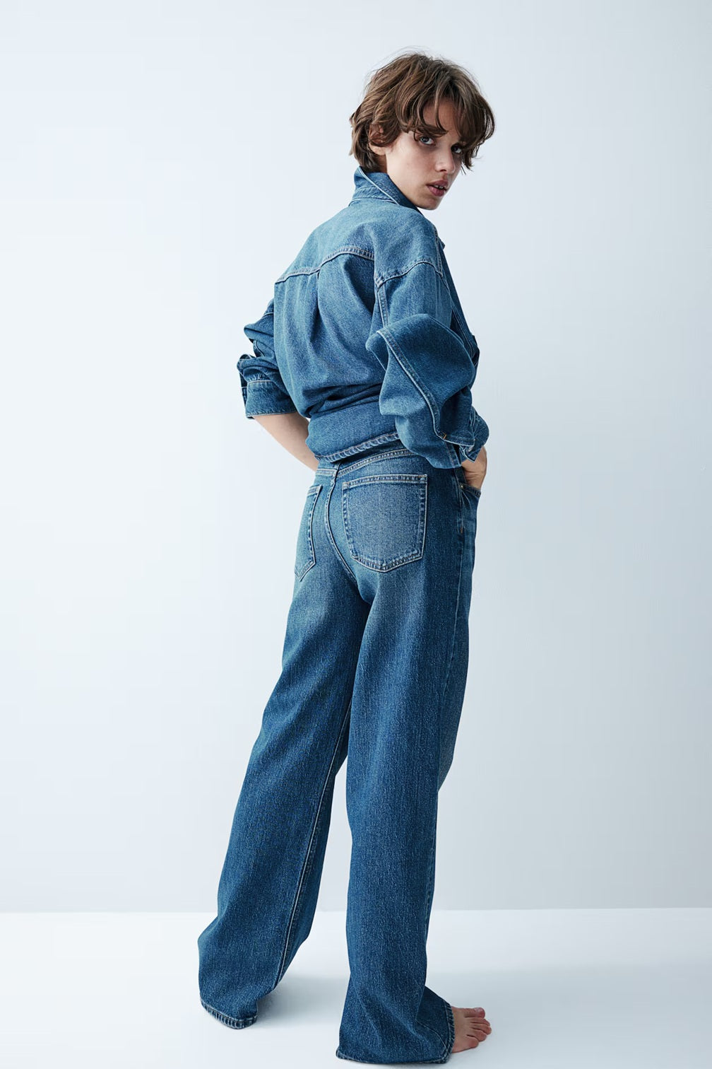 H&M Wide High Jeans - Dark